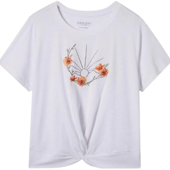 Torrid Twist Front White Cropped Cactus TShirt Plus Size 2X - Picture 2 of 4